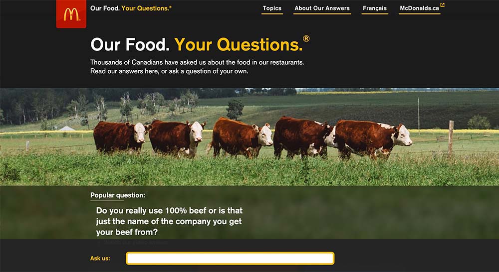 McDonalds Canada ad campaign "our food, your questions"
