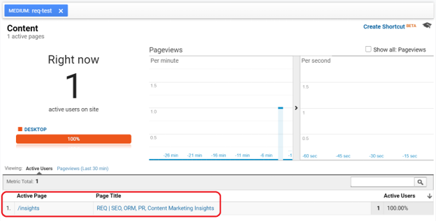 Google Analytics Filtered Realtime Report