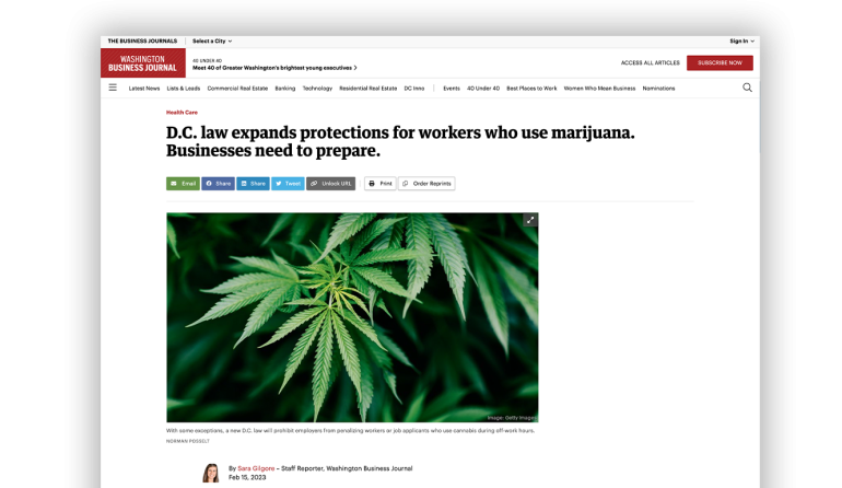 D.C. law expands protections for workers who use marijuana. Businesses need to prepare.