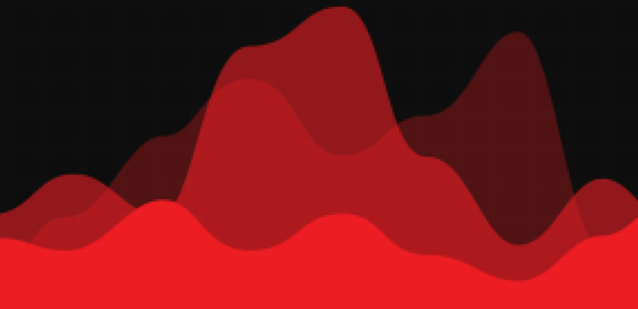 Red mountains on black background graphic